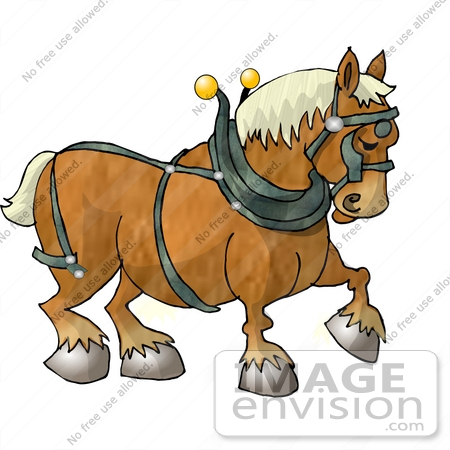 Clydesdale Draft Horse Wearing A Harness Clipart    17824 By Djart