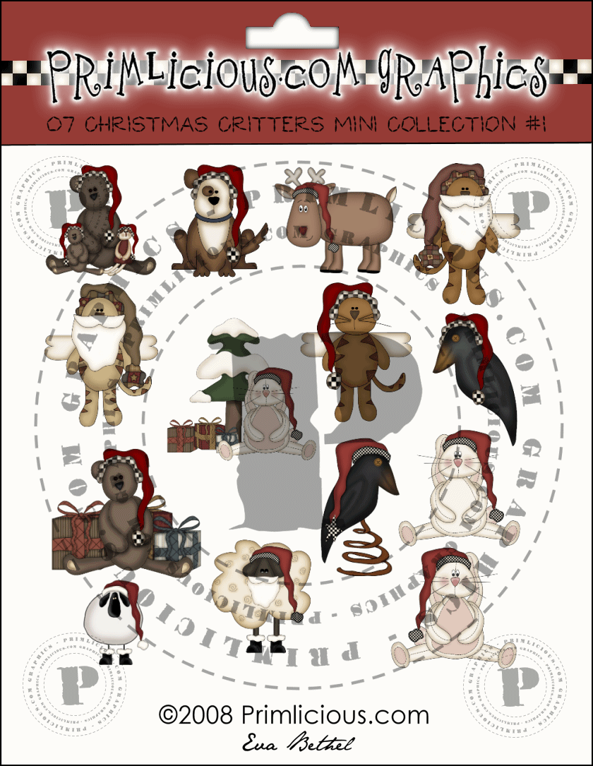 Christmas Critters Clipart Collection  1 There Are 13 300dpi Graphics