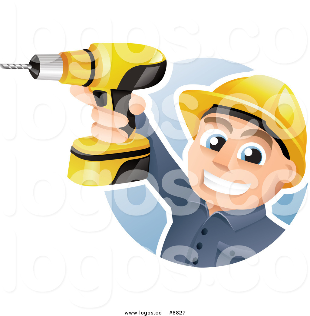 Royalty Free Clip Art Vector Happy Construction Worker Holding Up