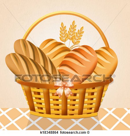 Drawing   Bread In The Basket  Fotosearch   Search Clip Art