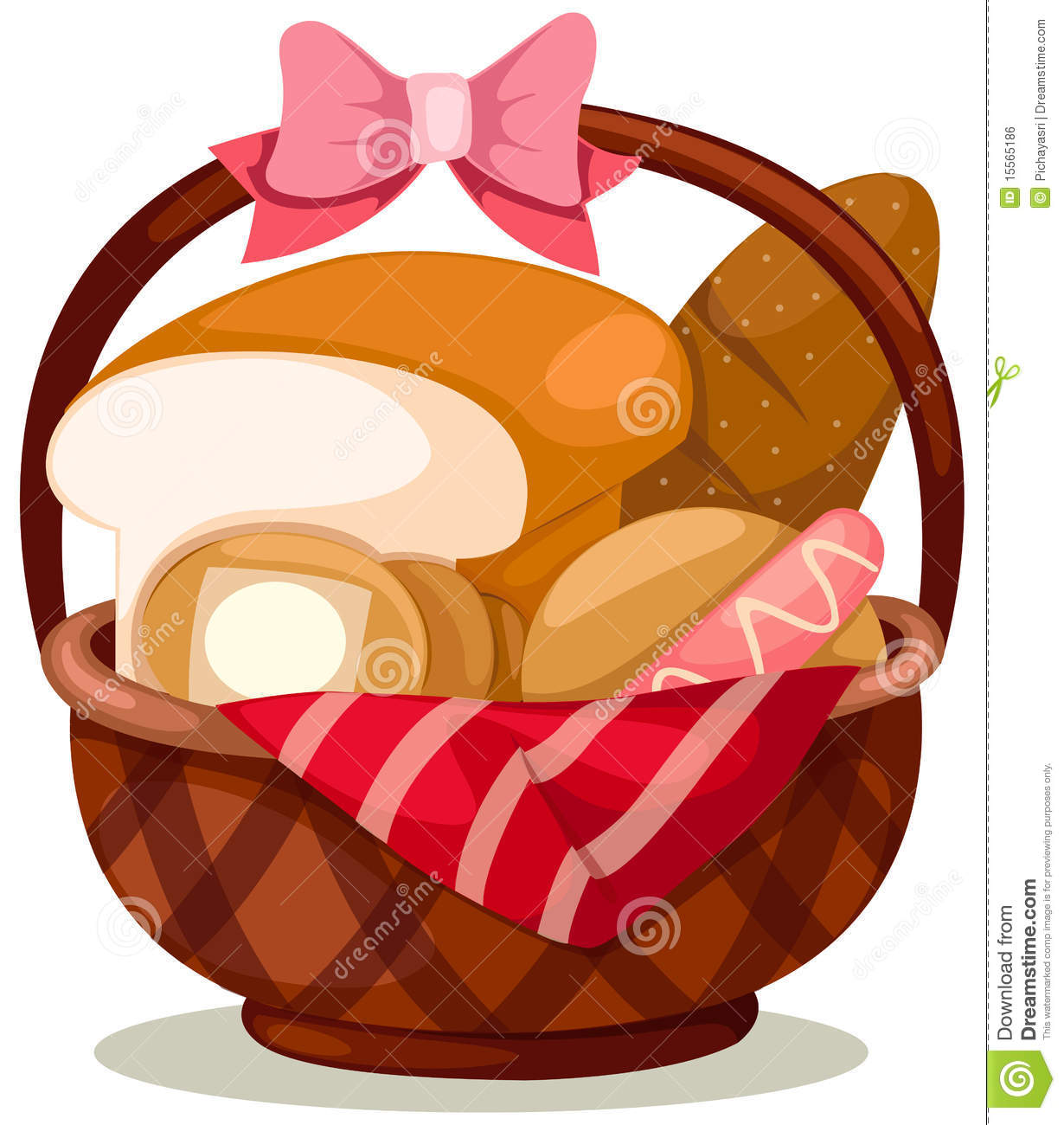 Illustration Of Isolated Basket Of Bread On White Background