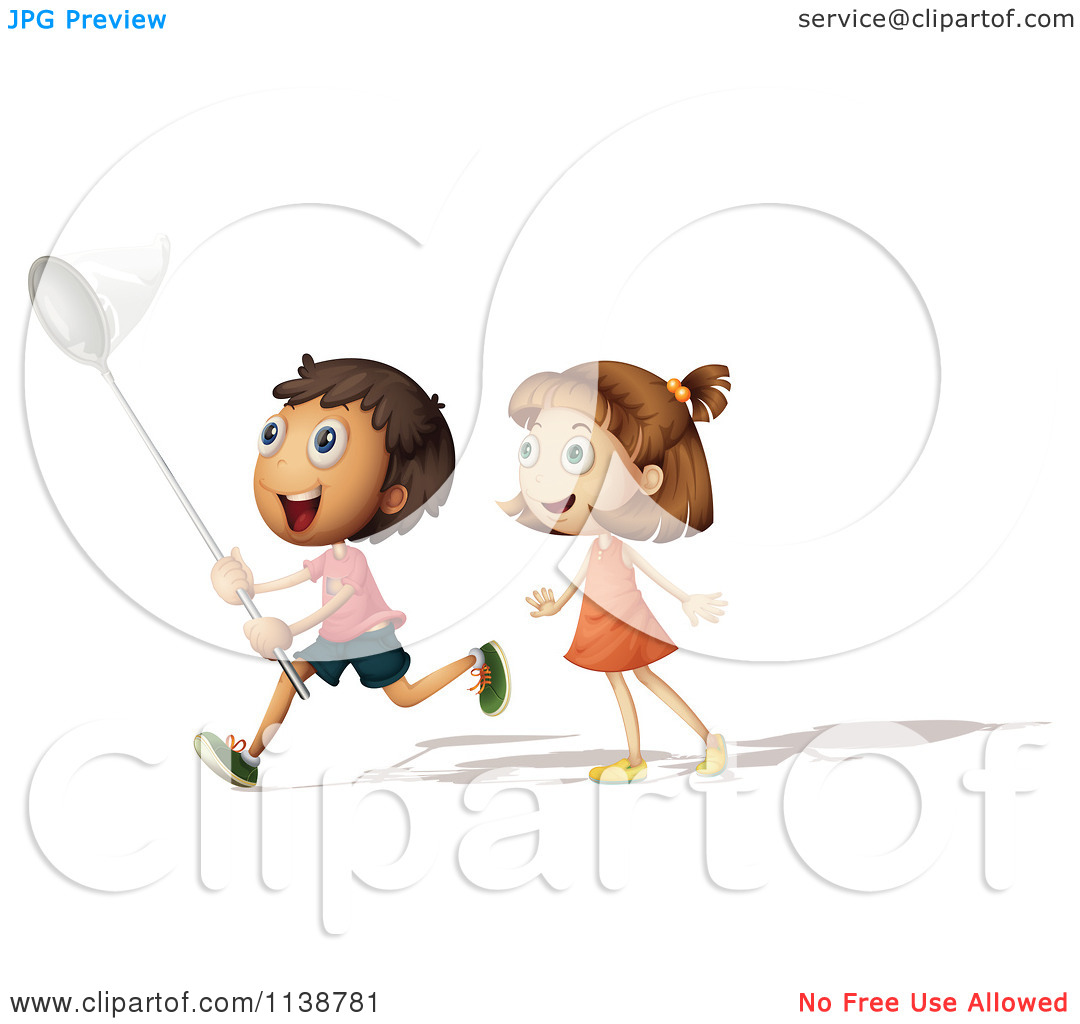 Runing With A Butterfly Net   Royalty Free Vector Clipart By Colematt