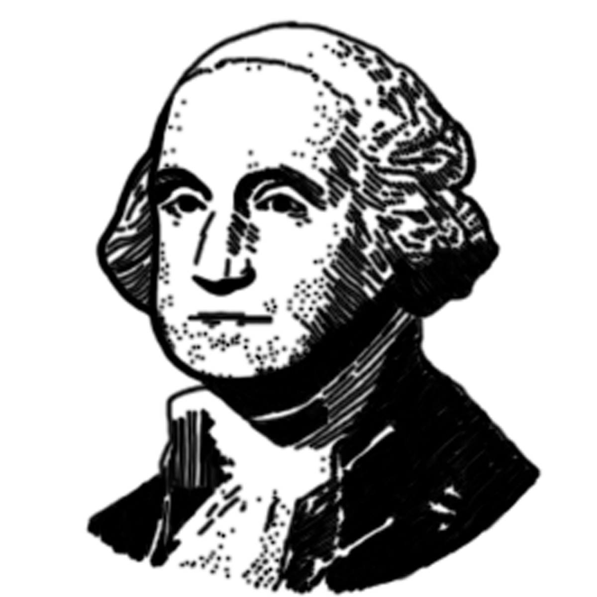 George Washington Portrait Clip Art In Black And White  Realistic