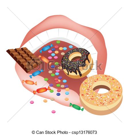 Of Unhealthy Sweet Food And Dessert Food Donuts Candy And Chocolate In