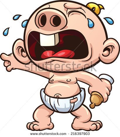 Cartoon Baby Crying  Vector Clip Art Illustration With Simple