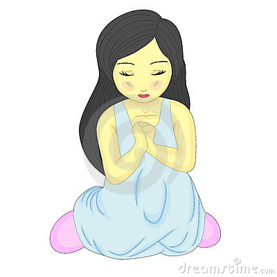 Cute Little Pretty Girl Kneeling And Praying Stock Images   Image