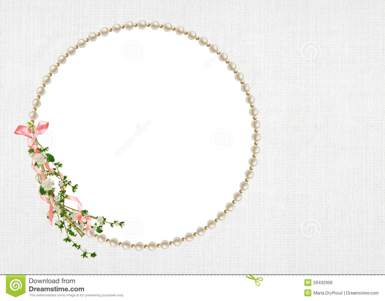 Pearl Frame With Floral Twig Royalty Free Stock Image   Image