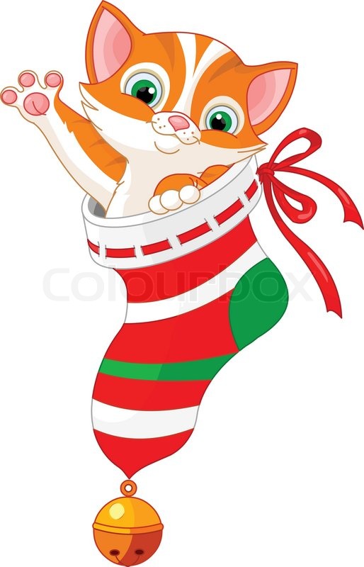 Weihnachten S  E Katze In Geschenk  Socke   Stock Vektor   Colourbox