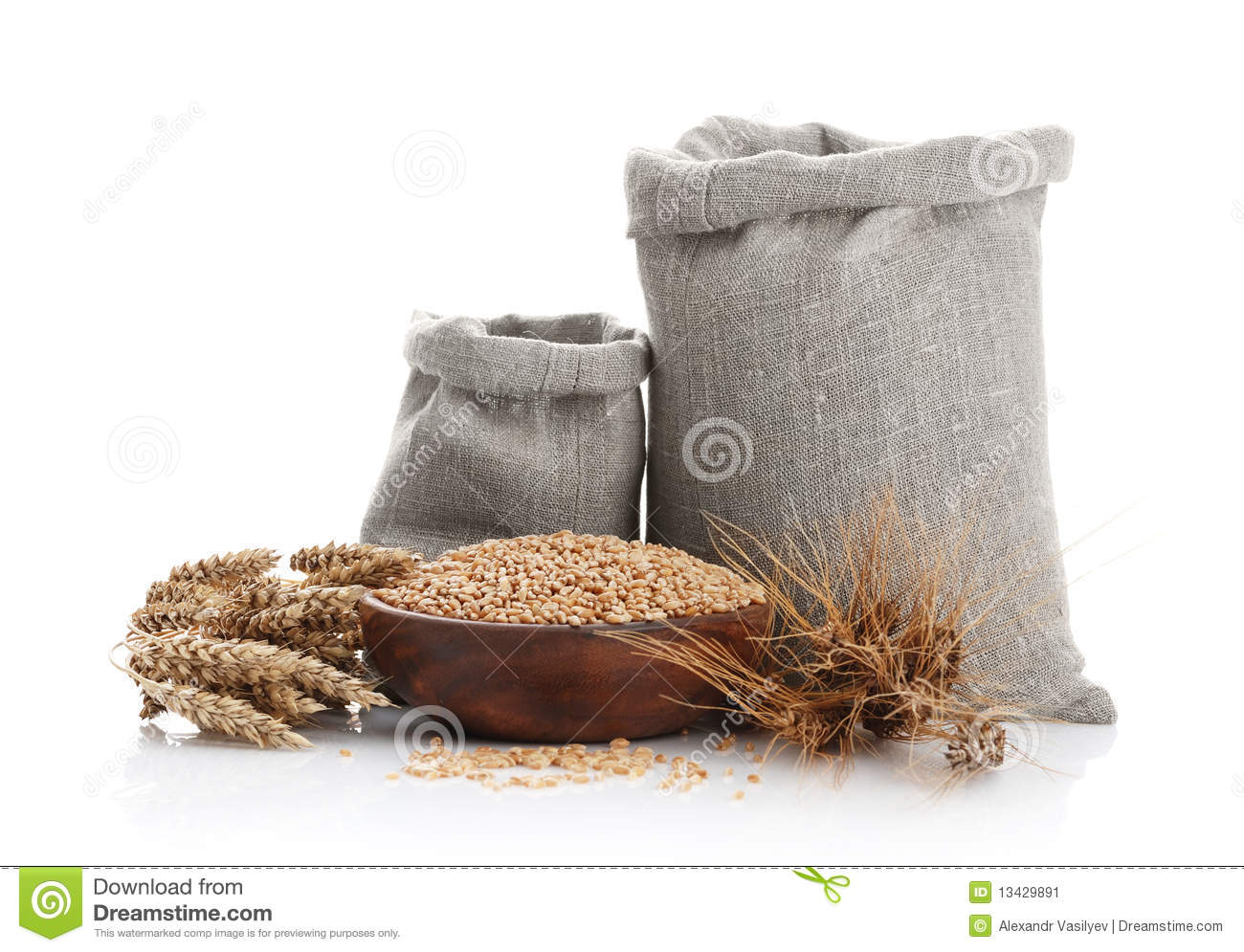 Grain Of The Wheat In Bags And A Bowl Stock Image   Image  13429891