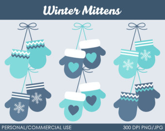 Winter Mittens Clipart   Digital Cl Ip Art Graphics For Personal Or