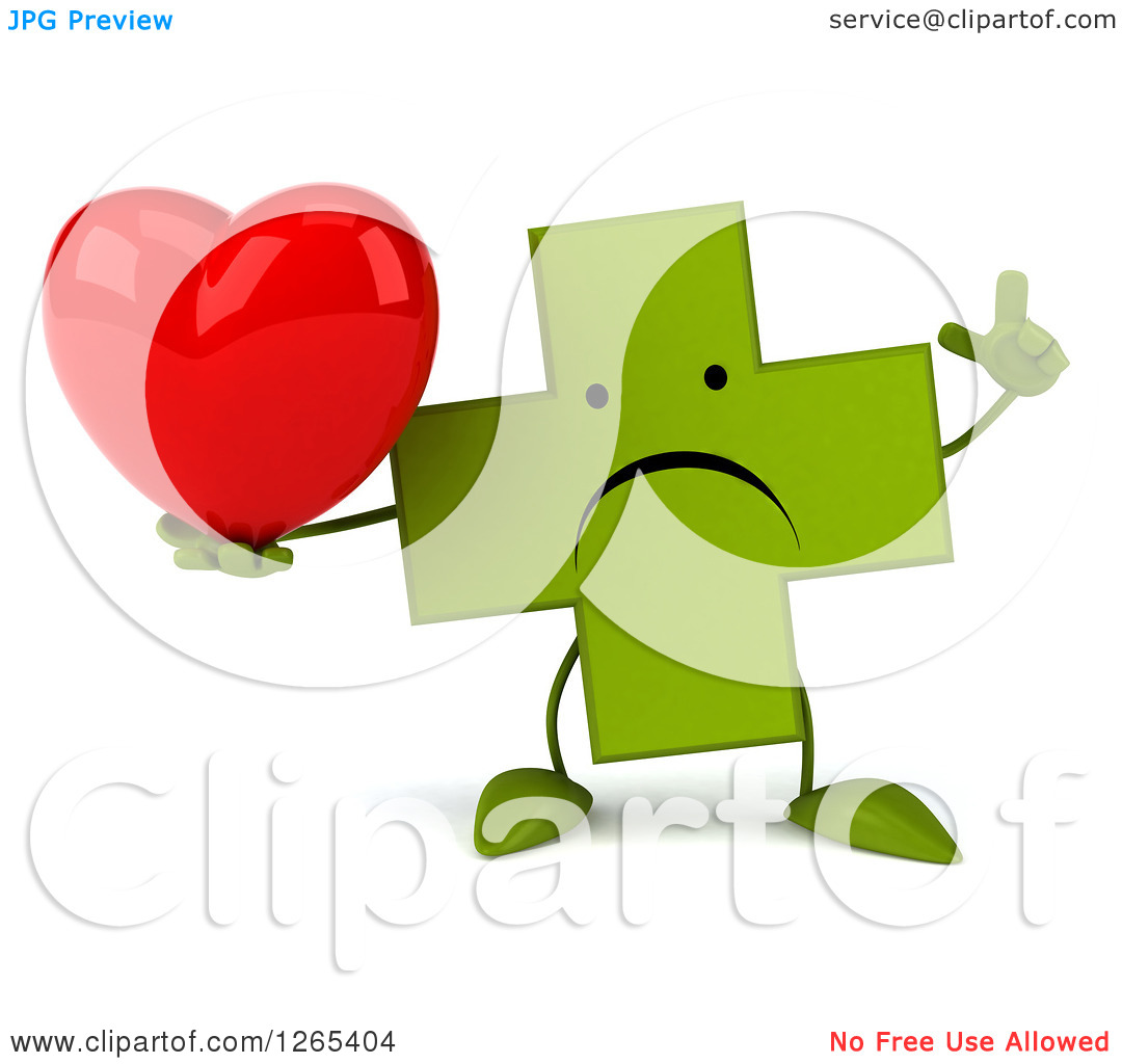 Clipart Of A 3d Unhappy Green Pharmaceutical Cross Character Holding A