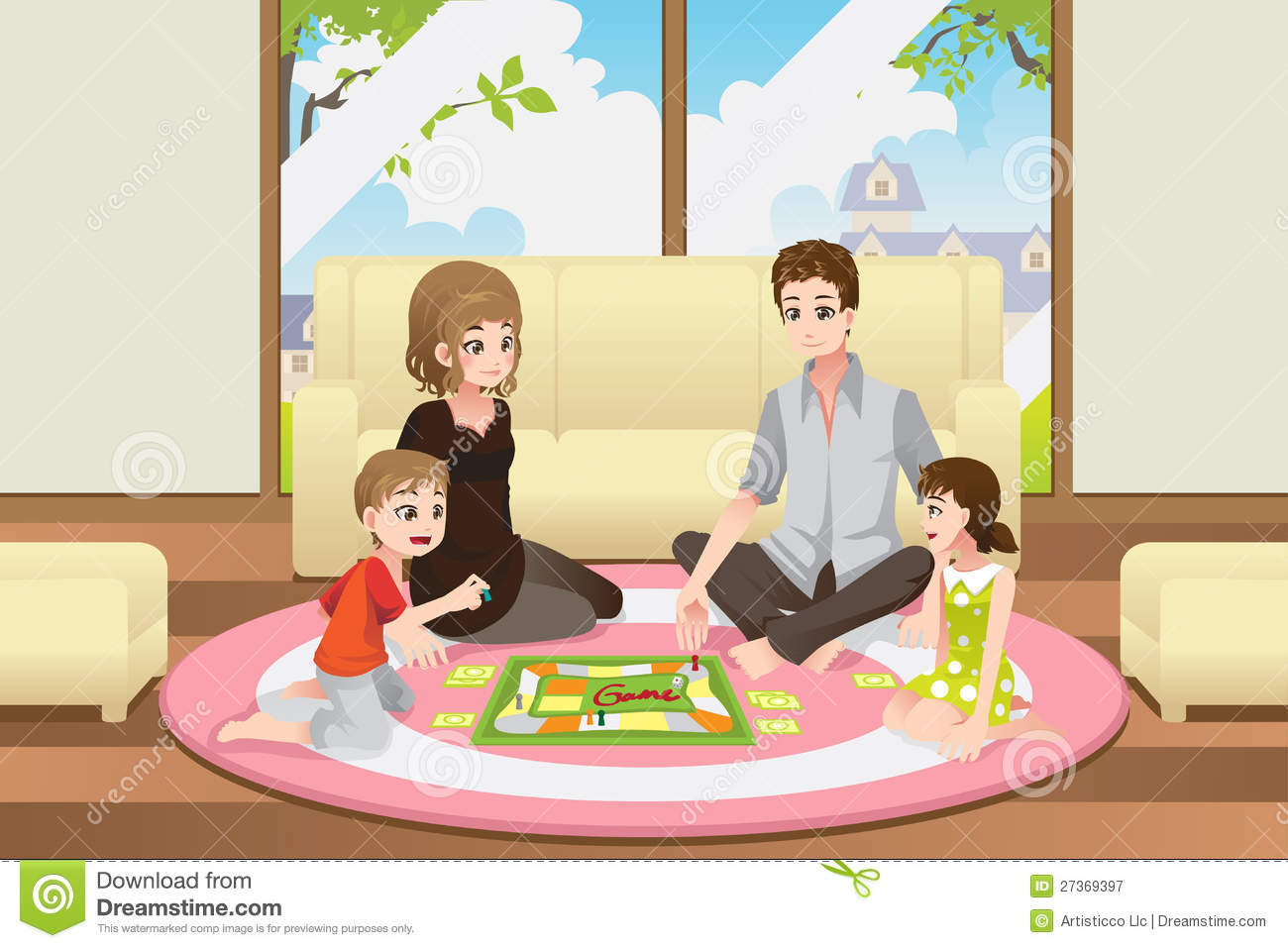 Family Playing Board Game Royalty Free Stock Photography   Image