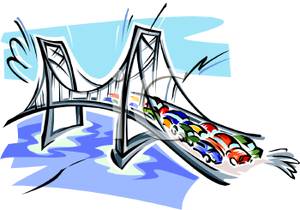 Traffic Jam On A Bridge   Royalty Free Clipart Picture