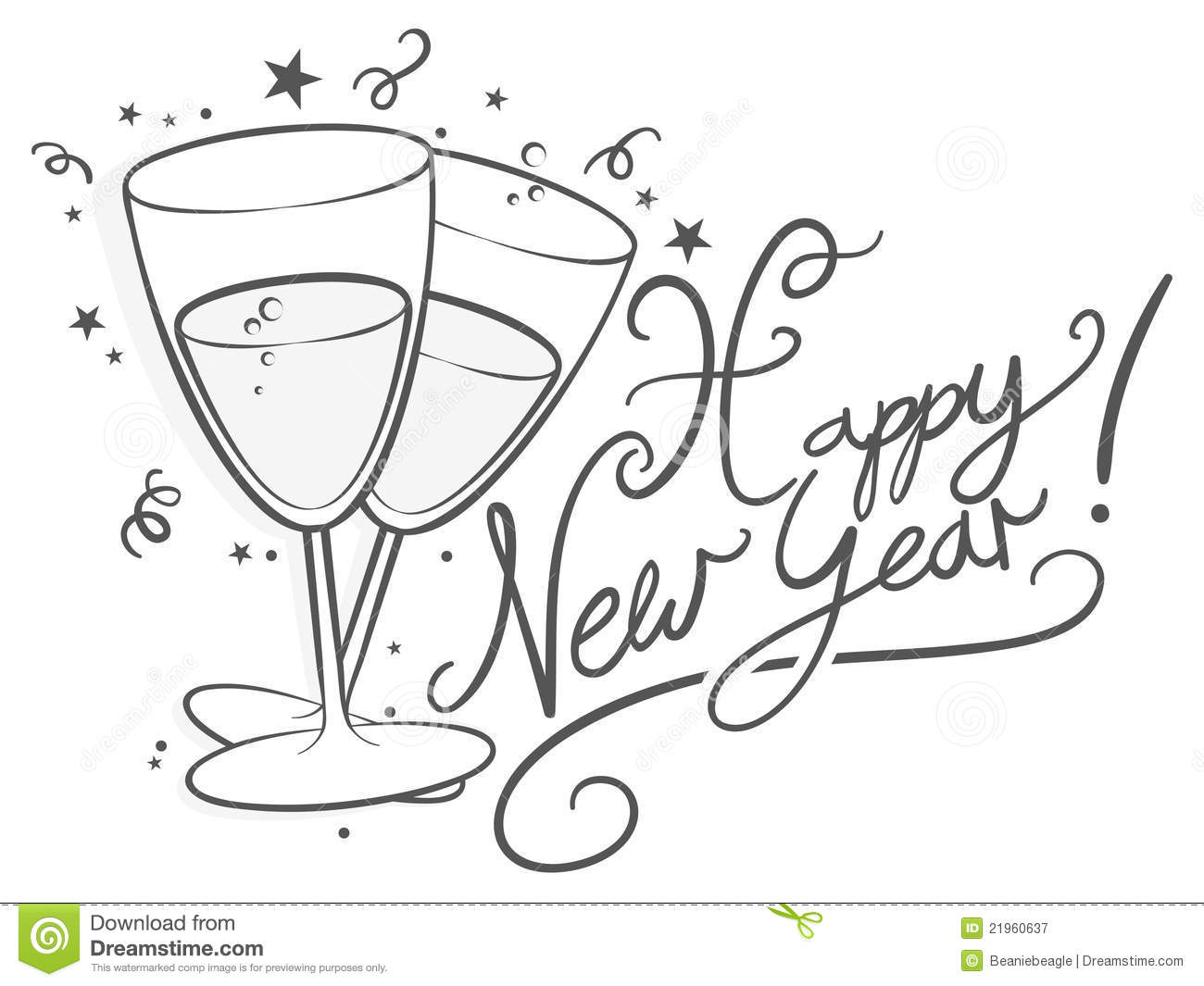 Happy New Year Clipart Black And White  3