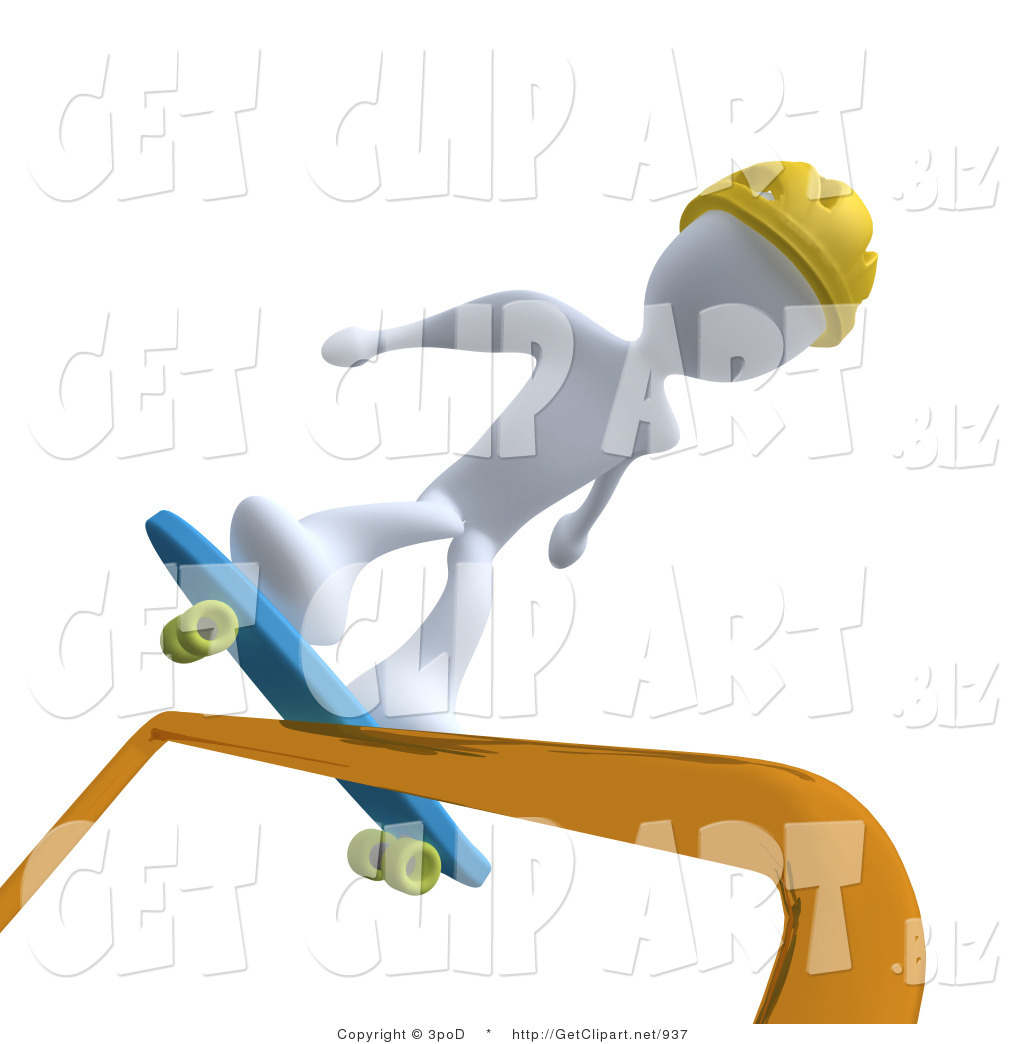 White Man Skateboarding On A Rail And Wearing A Yellow Helmet By 3pod