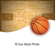 Basketball Court And Ball Background   An Illustration Of A