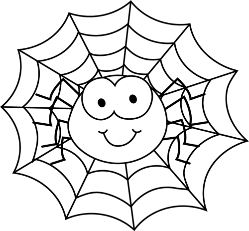 Black And White Spider In A Web Clip Art   Black And White Spider In A