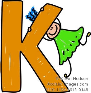 Clipart Image Of A Happy Little Girl Climbing Over A Giant Letter K