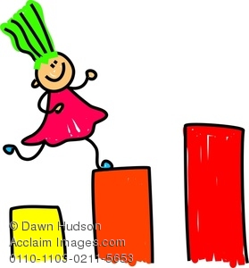 Clipart Image Of Little Girl Climbing Up Blocks   Acclaim Stock