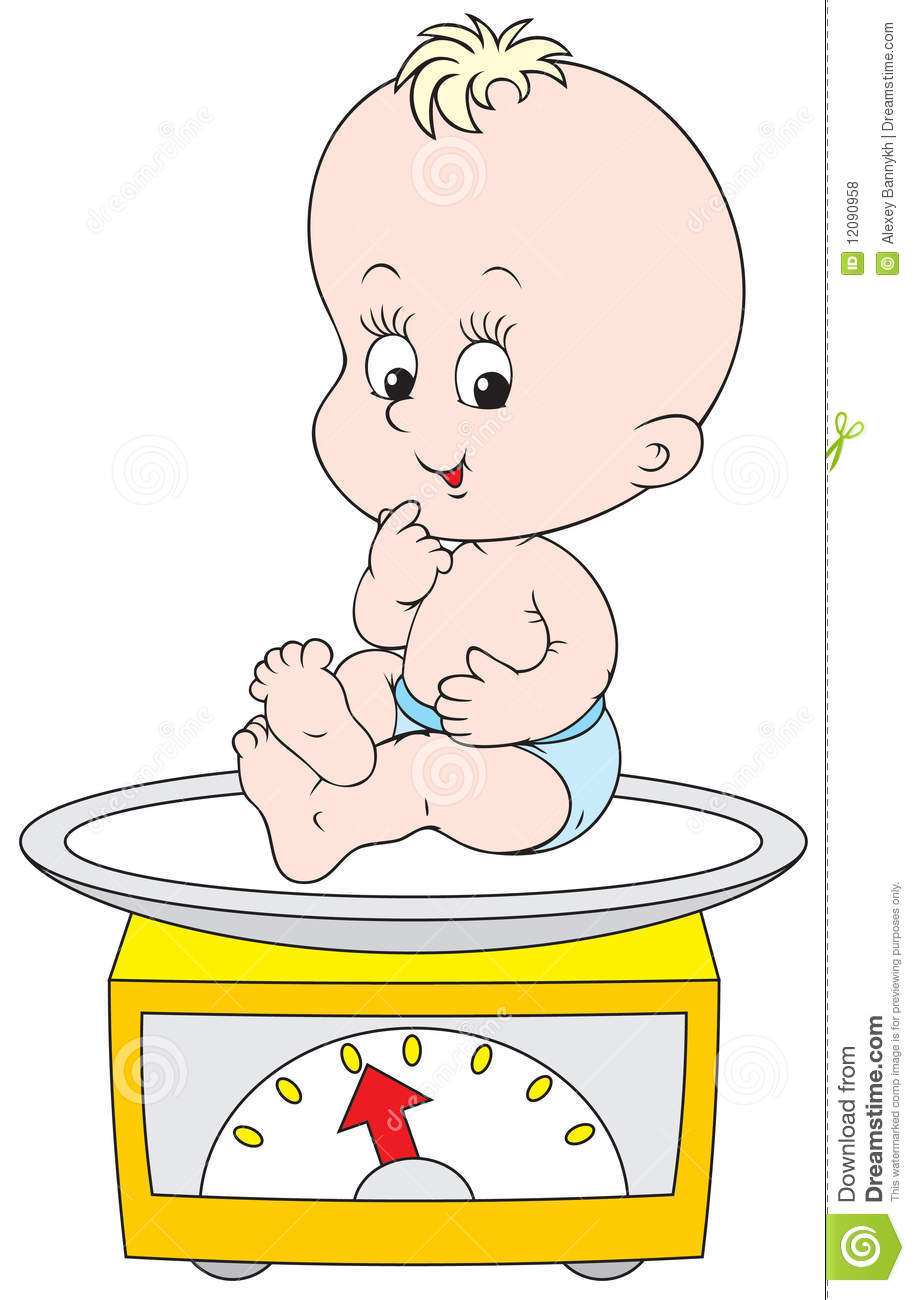 Small Child Weighed On The Scales Royalty Free Stock Photos   Image