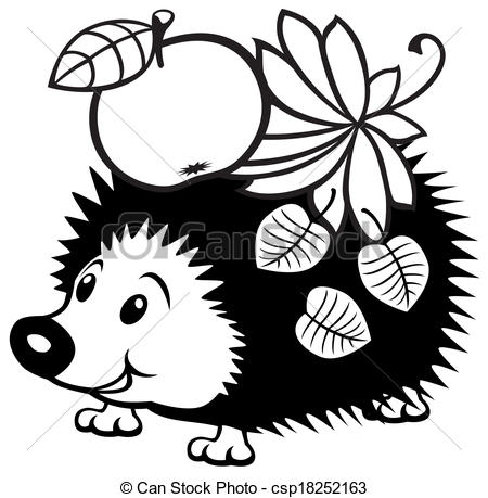 Clip Art Vector Of Cartoon Hedgehog Black And White Picture For