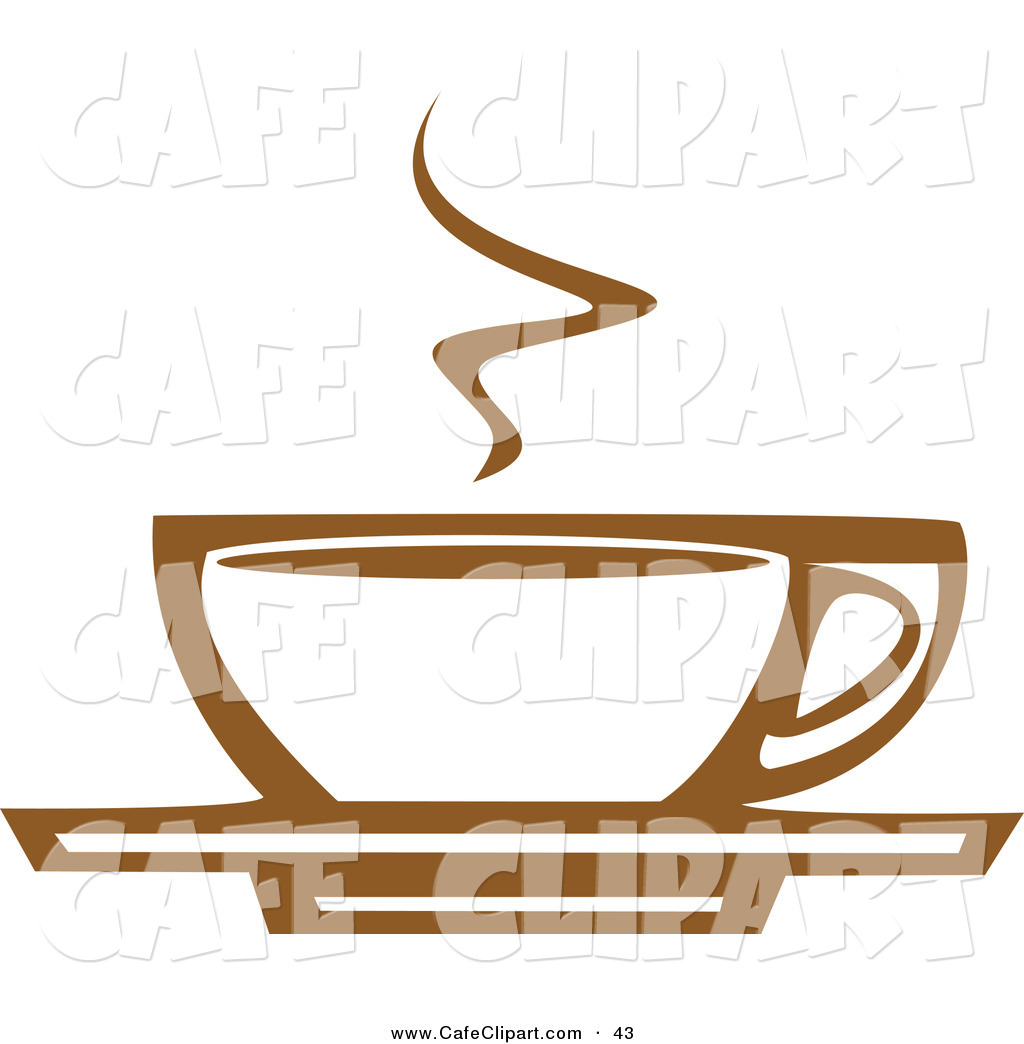 Vector Clip Art Of A Steaming White And Brown Coffee Cup On A Saucer