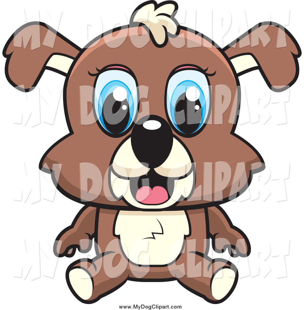 Larger Preview  Clip Art Of A Sitting Puppy Dog With Big Blue Eyes By