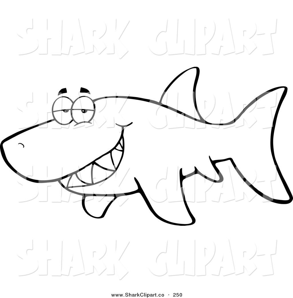 Royalty Free Coloring Book Page Stock Shark Clipart Illustrations