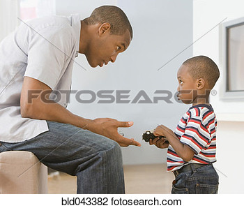 Stock Photo   African American Father Talking To Son  Fotosearch