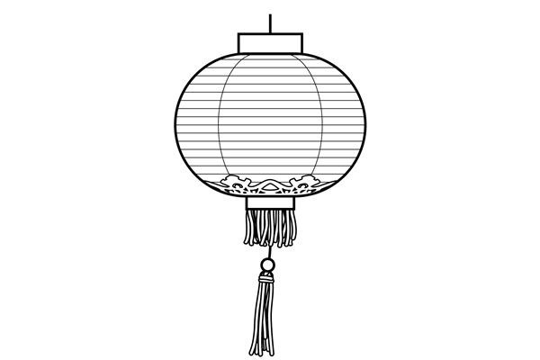 Chinese Paper Lantern Black And White Clipart