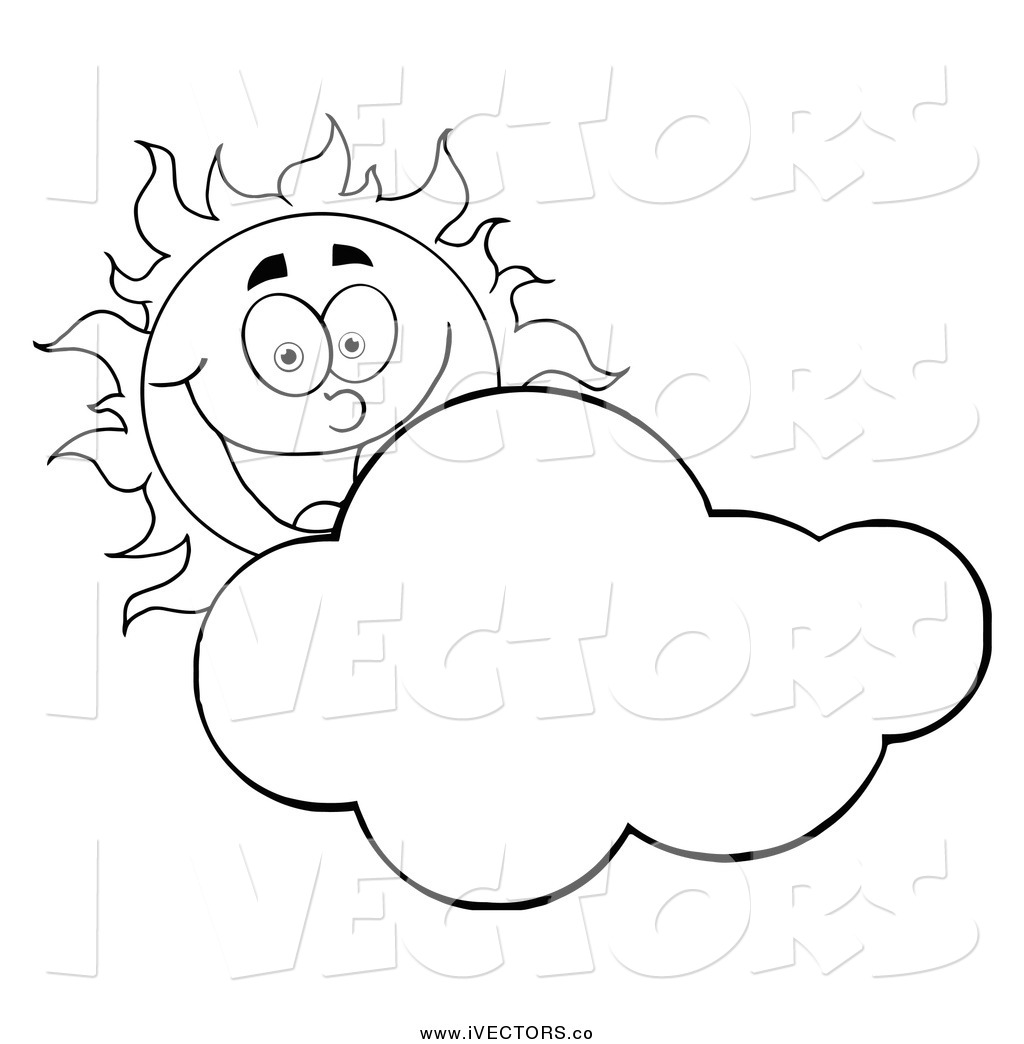 Clipart Black And White Vector Graphic Of A Happy Black And White Sun