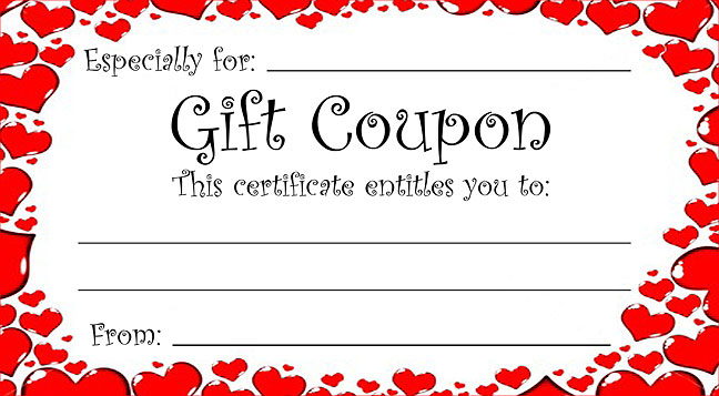 Printable Heart Theme Gift Coupon  Make Your Own Gift Certificates