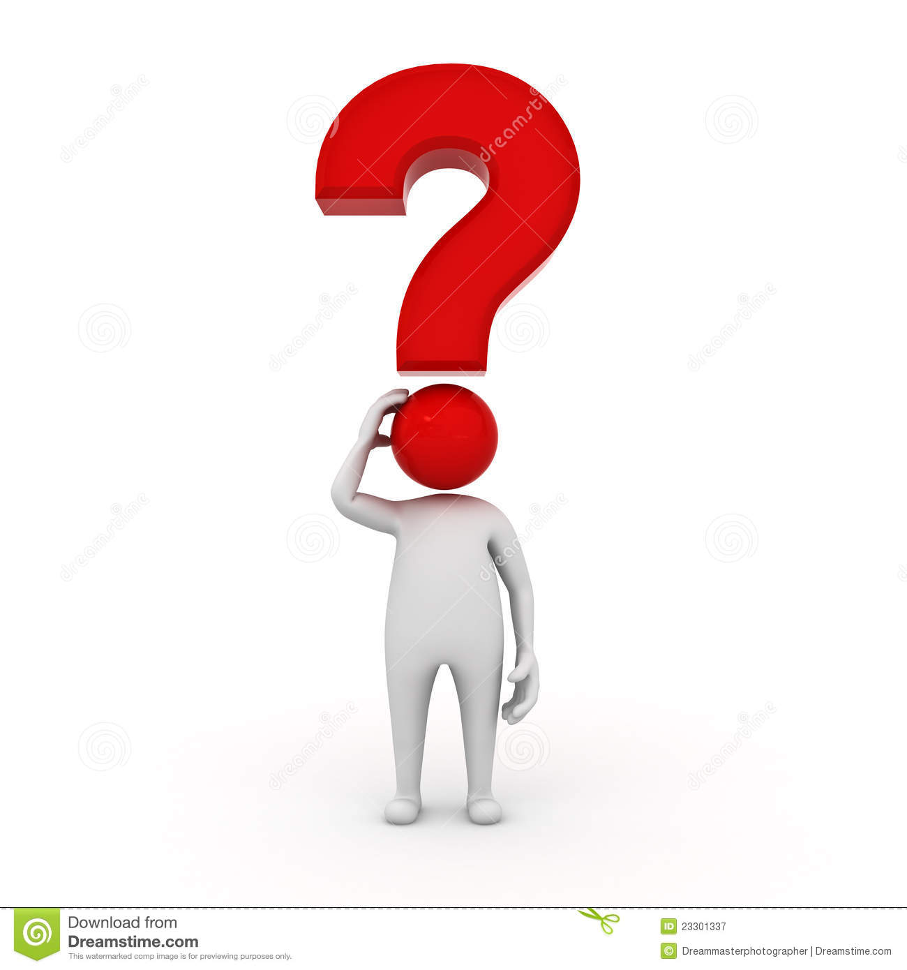 3d Man Character With Red Question Mark Royalty Free Stock Photography