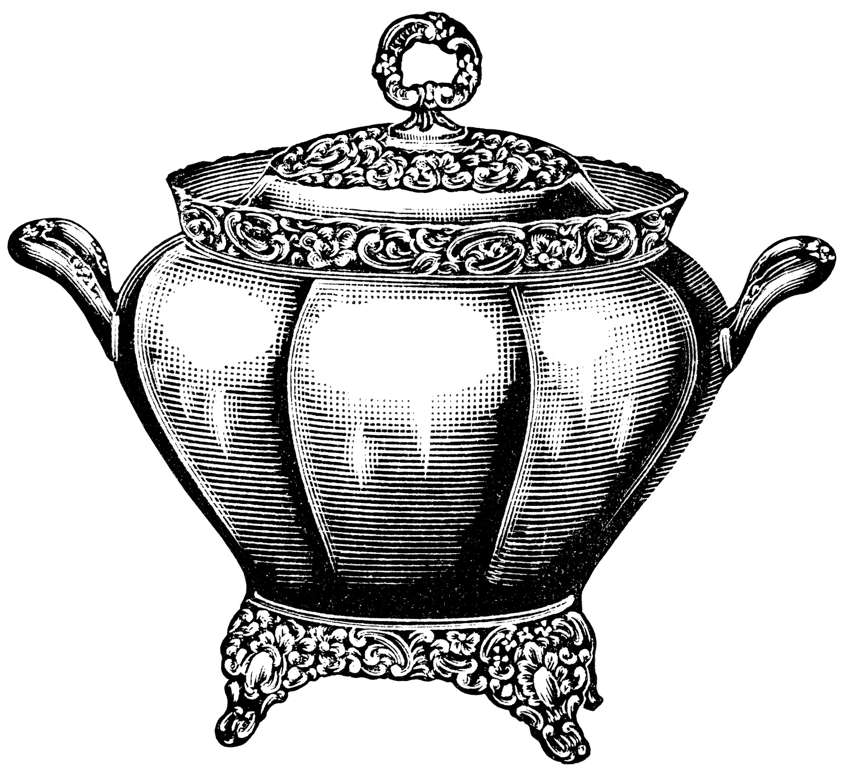 Black And White Graphics Free Vintage Kitchen Clip Art Soup Tureen
