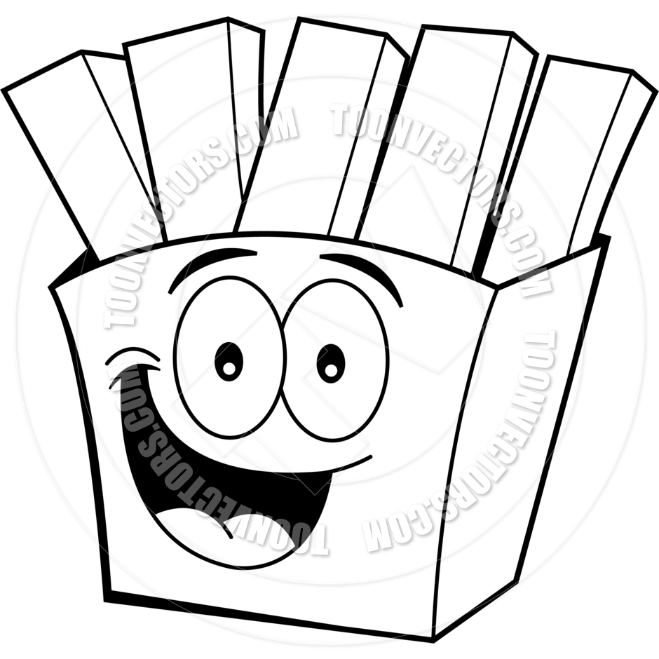 French Fries Clipart Black And White Cartoon French Fries  Black