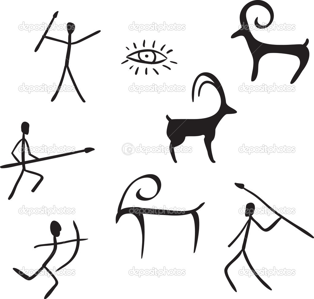 Primitive Figures Looks Like Cave Painting   Stock Vector
