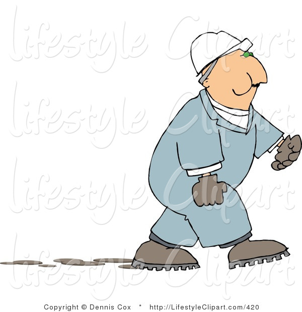 Lifestyle Clipart Of A Male Worker Chewing On Tobacco On His Break By