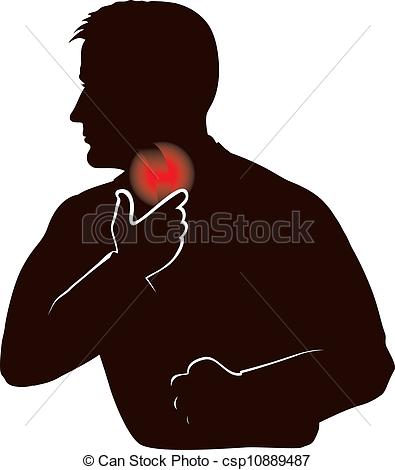 Vector Of Sore Throat   Silhouette Of A Man With Sore Throat