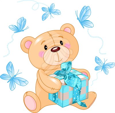 Blue Teddy Bear Clipart Baby Blue Present Clipart