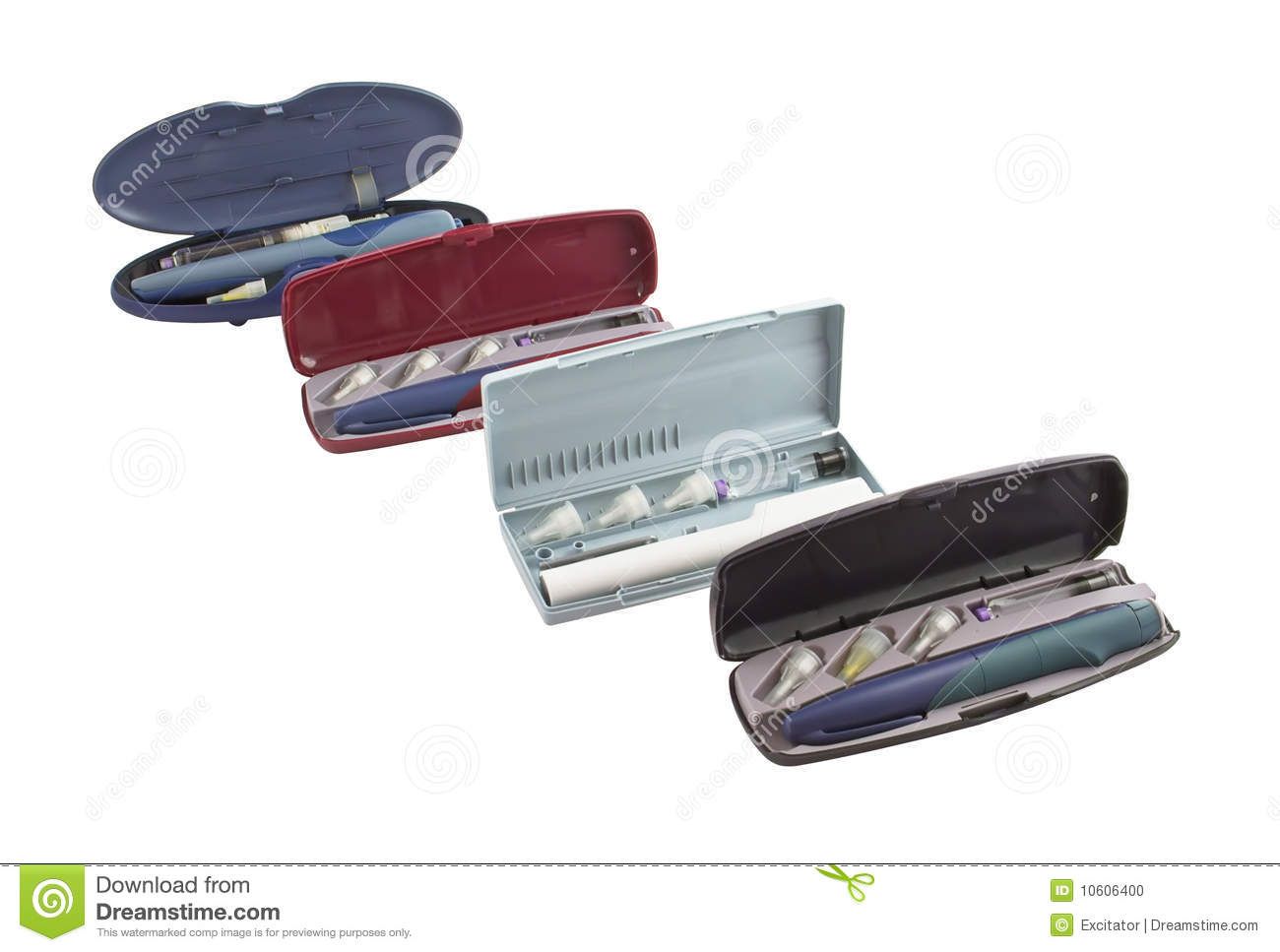 Four Insulin Pens With A Containers And Disposable Needles