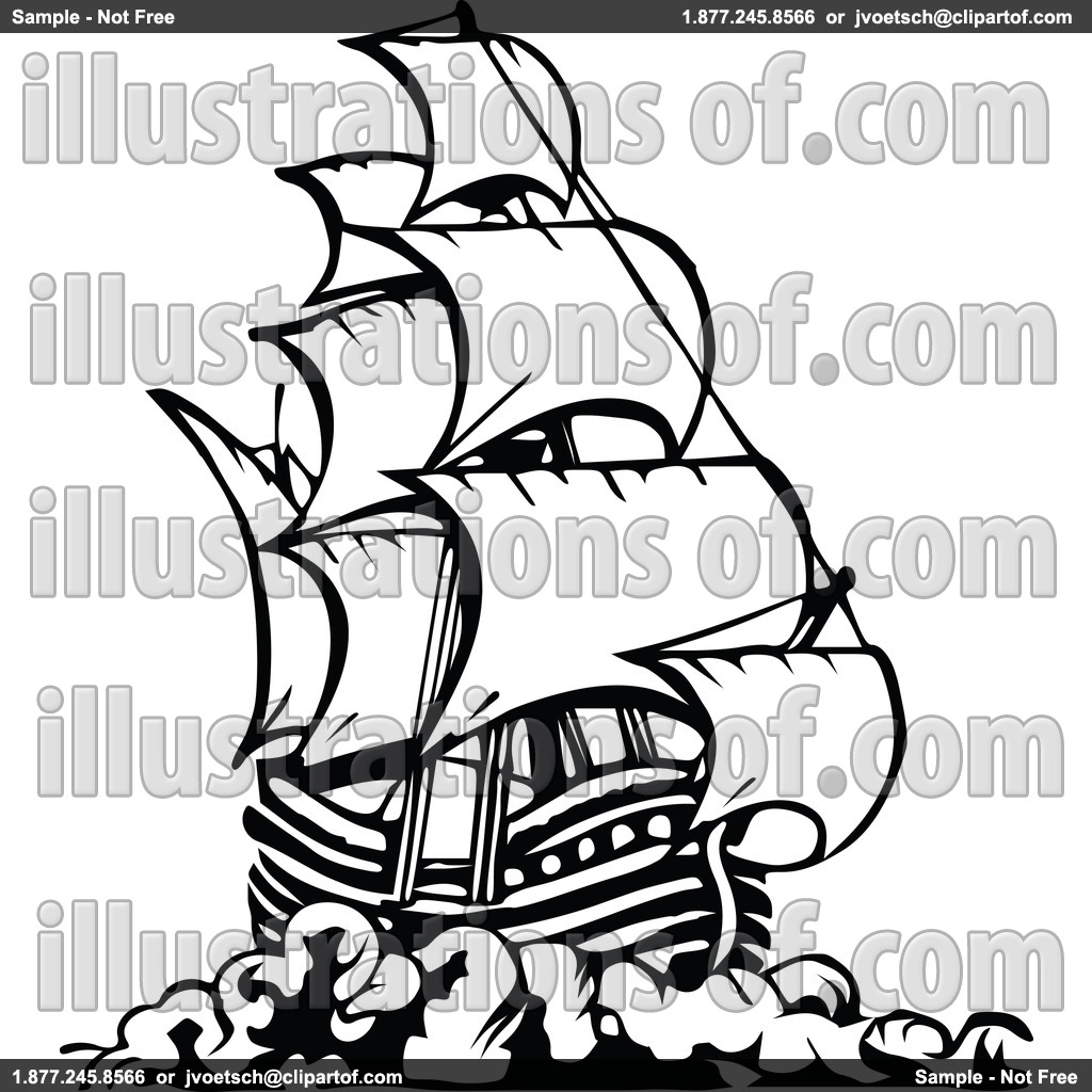 Ship Clipart Black And White Royalty Free Rf Pirate Ship Clipart