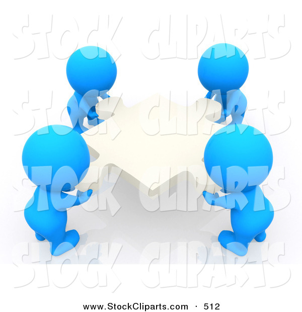 3d Clip Art Of 3d Teeny People Moving Puzzle Pieces To Form A Square