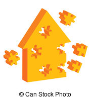 Colorful Jigsaw Puzzle House Vector Background Stock Illustration