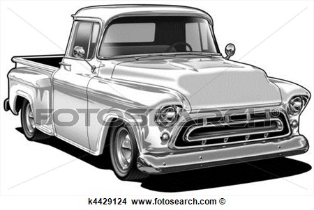 57 Chevy Pick Up View Large Illustration
