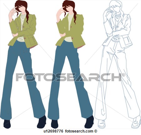 Stock Illustration Of Casual Dress Woman Jean Standing Fashion