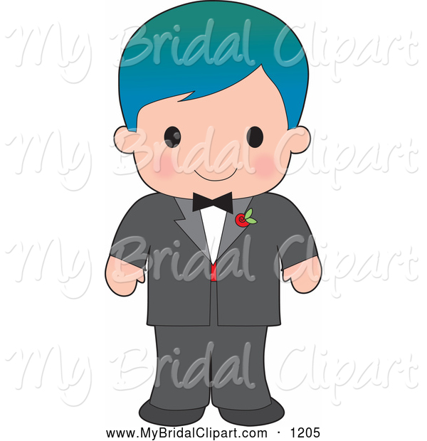 Bridal Clipart Of A Handsome Blue Haired White Boy Wearing A Tuxedo By