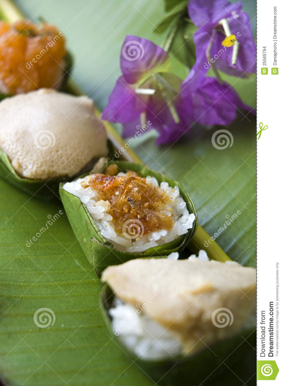Close Up Cup Of Sweet Sticky Rice With Nature Background