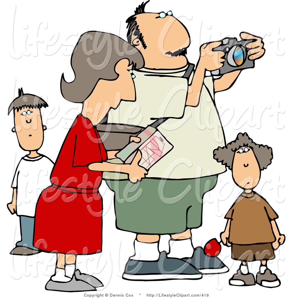 Lifestyle Clipart Of A Traveling Family On Vacation With Their