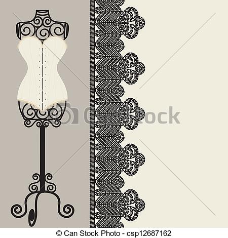 Of Corset   Antique Corset With Lacing Csp12687162   Search Clipart