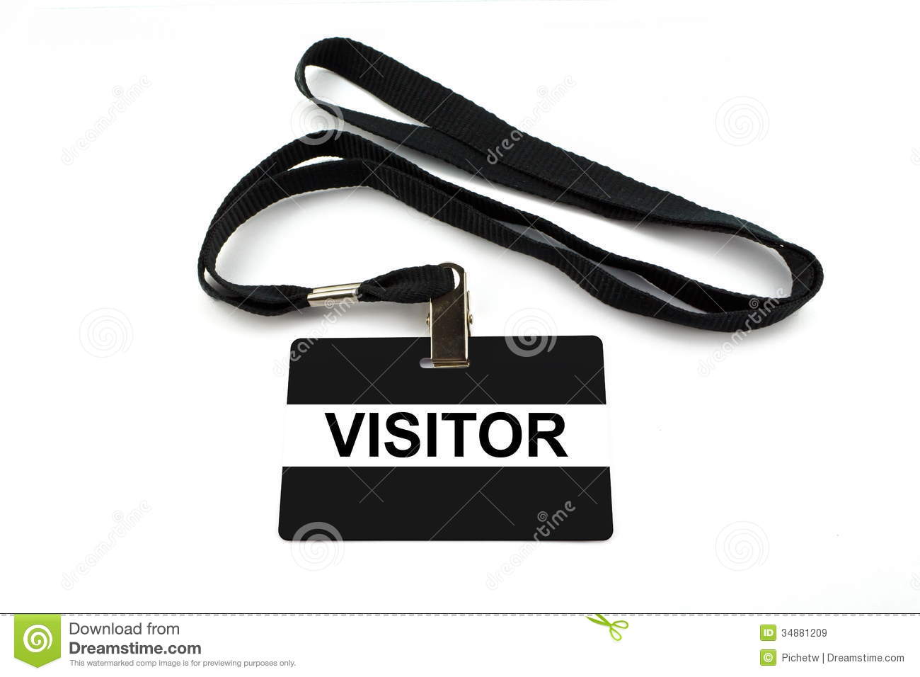 Visitor Access Badge Isolated On White Background